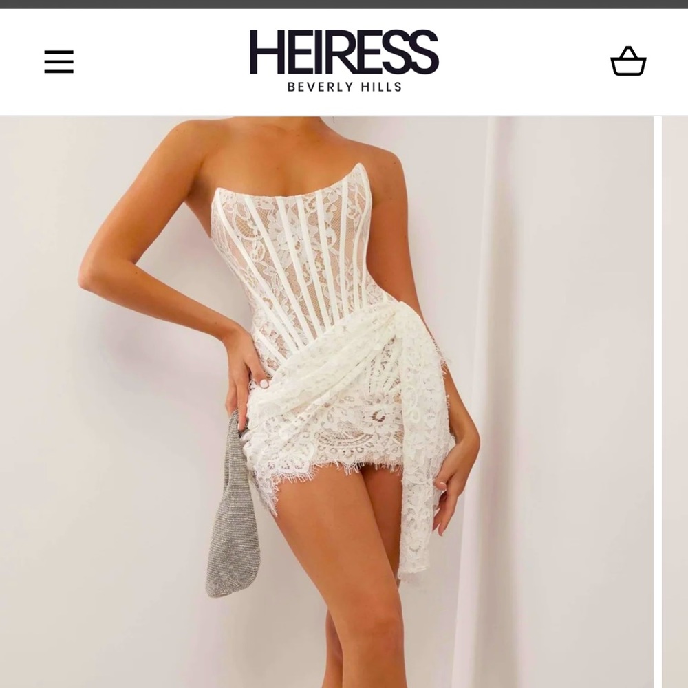 COPY - COPY - WHITE LACE CORSET DRAPED MINI DRESS